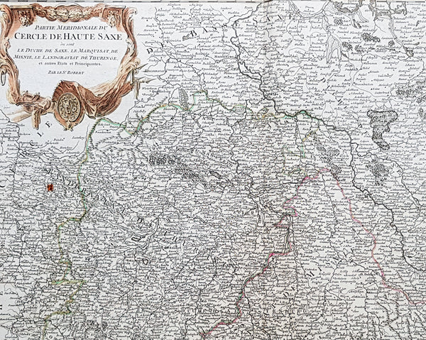 1757 Robert De Vaugondy Large Antique Map of Saxony, Meissen, Thuringia, Leipzig