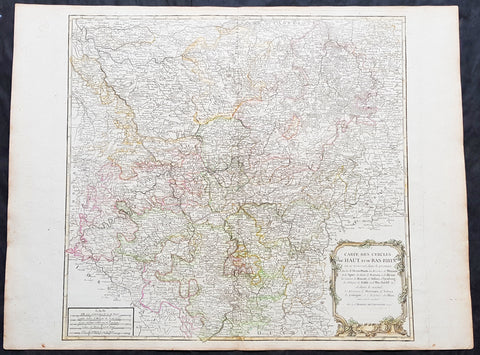 1757 Robert De Vaugondy Large Antique Map of North Rhine-Westphalia Bonn Cologne