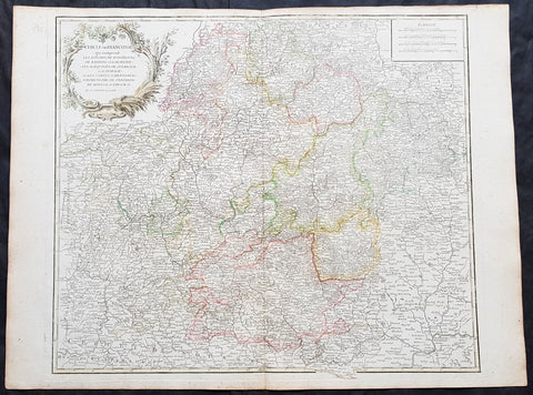 1757 Robert De Vaugondy Large Antique Map of Franconia, Franken Southern Germany