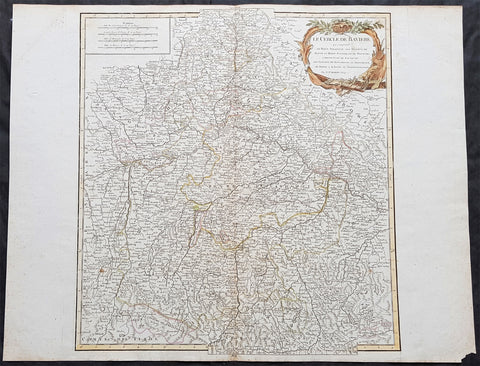 1757 Robert De Vaugondy Large Antique Map of Bavaria & River Danube, Germany