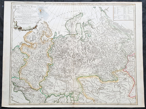 1757 Robert De Vaugondy Large Antique Map of the Russian Empire - Poland to Asia