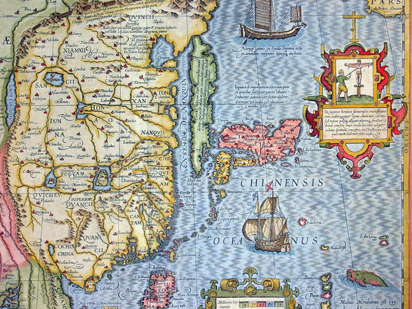 1636 Jan Jansson Antique Map of China, with Korea, Japan & Part of America