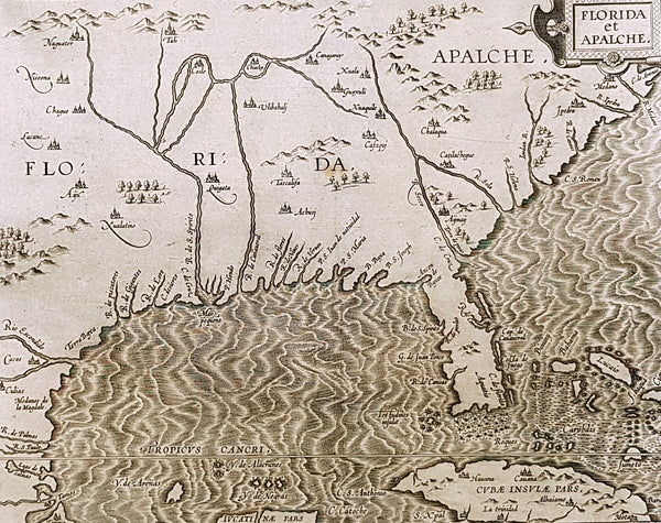1597 Cornelis Wytfliet Early Antique Map of Florida, Louisiana, North America