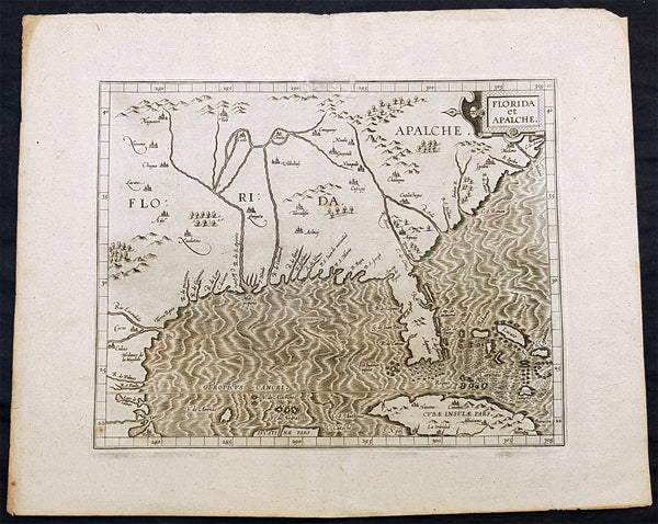 1597 Cornelis Wytfliet Early Antique Map of Florida, Louisiana, North America