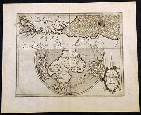 1597 Cornelis Wytfliet Antique Map Early Important Map of Australia, South America Terra Australis