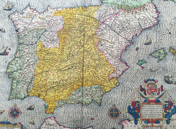 1607 Mercator Antique Map of Spain & Portugal