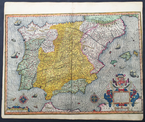 1607 Mercator Antique Map of Spain & Portugal