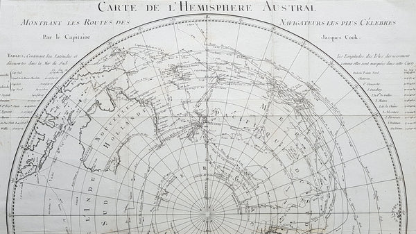 1778 Capt James Cook Antique Map The Southern Hemisphere, Australia, Antarctica