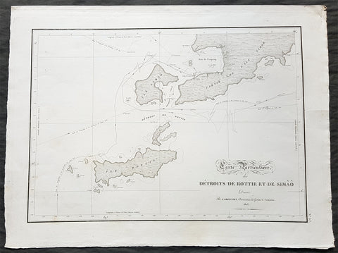 1803 Louis Freycinet Antique Map of The Islands of Timor, Samau & Rote Indonesia