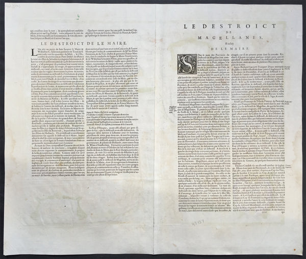 1639 Hondius Antique Map of Magellan Straits, South America