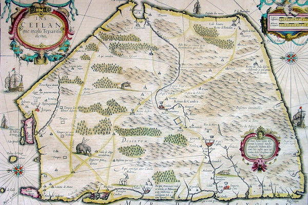 1639 Mercator Hondius Antique Map of Sri Lanka, India - Ceylon