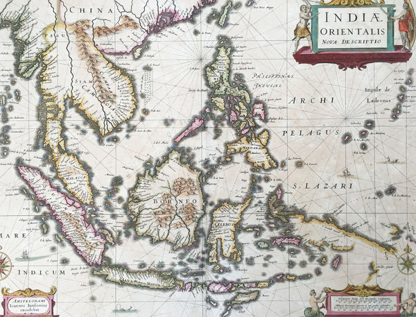 1639 Jan Jansson Antique Map of East Indies, Australia - Voyage of Dufken, Spice Islands