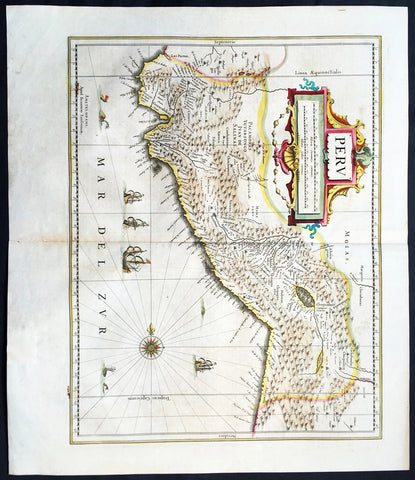 1639 Jan Jansson Antique Map of Peru, South America