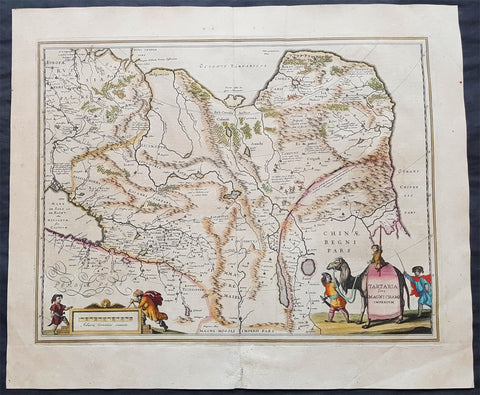 1639 Jansson Large Antique Map of Tartary, Siberian Russia, China, Central Asia