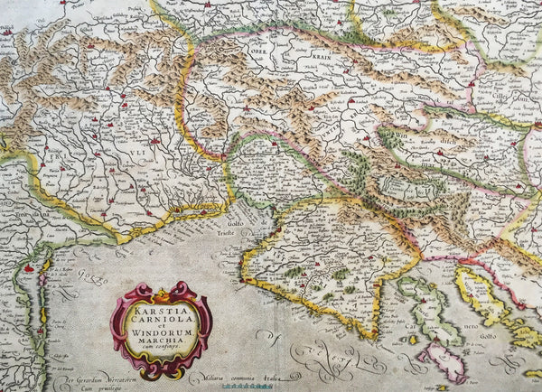 1639 Mercator Hondius Antique Map of Gulf of Venice, Istra, Italy, Slovenia