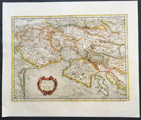 1639 Mercator Hondius Antique Map of Gulf of Venice, Istra, Italy, Slovenia