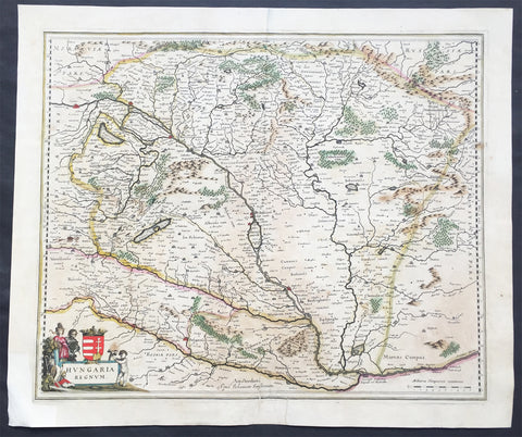 1639 Jansson Large Antique Map of Hungary