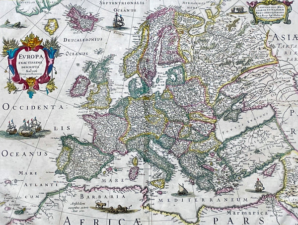 1630-31 Hondius Antique World & Four Continental Maps America Africa Asia & Europe