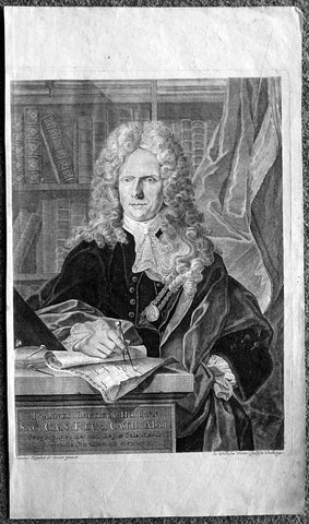 1712 Wilhelm Winter & Joannes Krenckel Large Antique Print Portrait of Johann Baptiste Homann