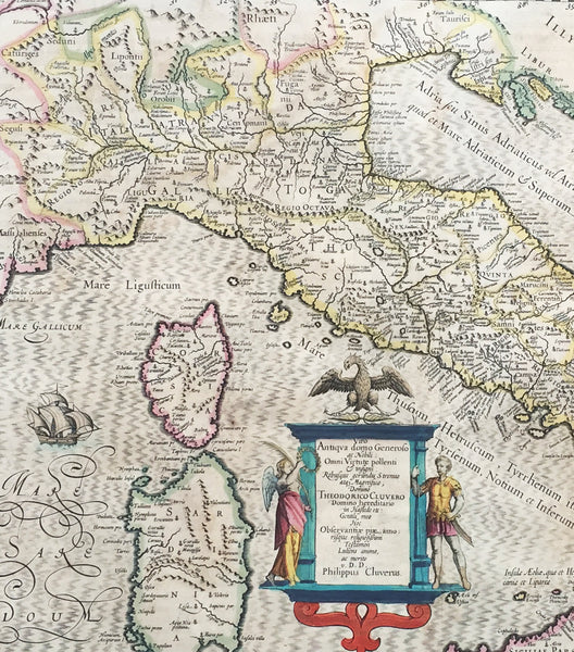 1639 Jodocus Hondius Large Antique Map of Italy Sardinia & Corsica