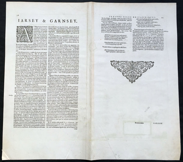1659 Joan Blaeu Large Antique Map of Jersey and Guernsey British Channel Islands