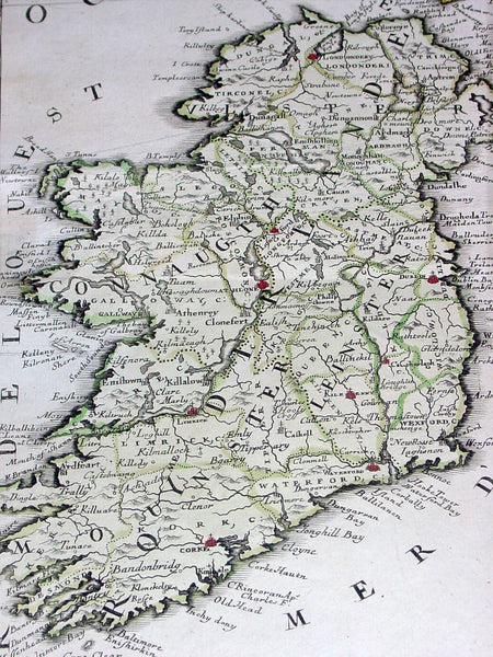 1707 Nolin Coronelli Large Antique Map of Great Britain & Ireland - England