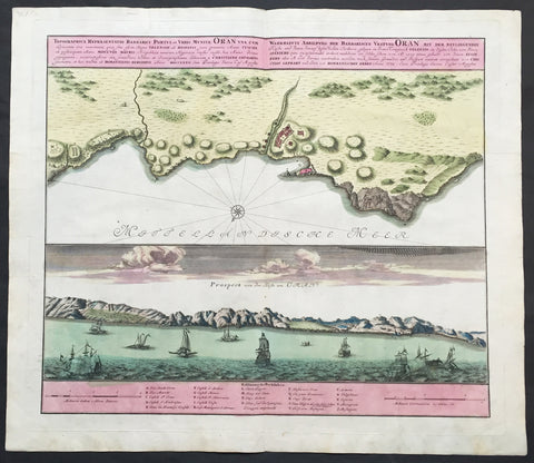1735 Homann Large Antique Map of Oran, Algeria, North Africa