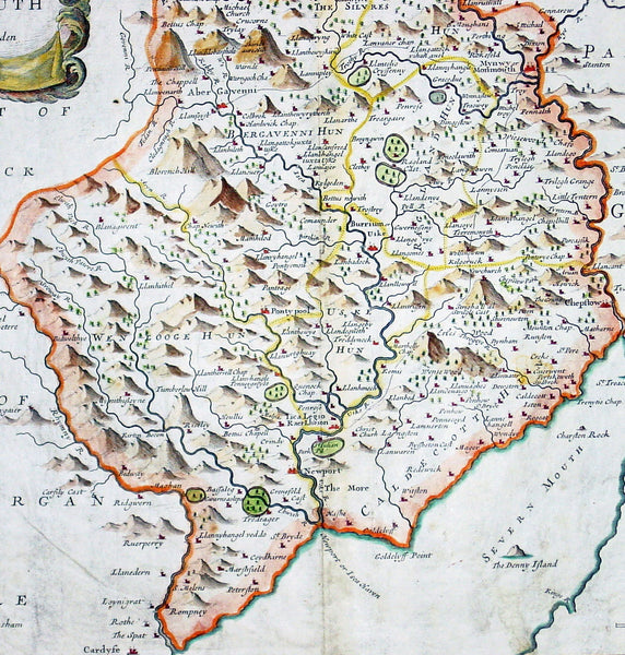 1695 Morden Antique Map The Welsh County of Monmouth