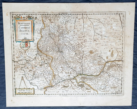 1638 Gerard Mercator & Henricus Hondius Antique Map of Beauvais Region, France