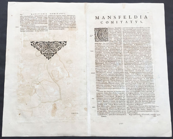 1662 Joan Blaeu Antique Map of Mansfeld Land, in SW Saxony-Anhalt, Germany