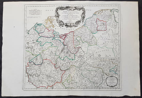 1778 Santini Large Antique Map of Upper Saxon Circle, NE Germany, Prussia, Brandenburg