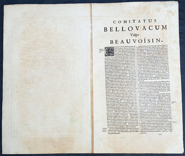 1628 Henricus Hondius Antique Map Beauvais Region of Northern France, Oise River