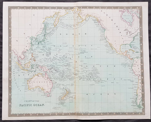 1834 Henry Teesdale Antique Map The Pacific, Australia, New Zealand, Nth America
