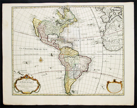 1745 Claude Delisle Large Antique Map of America - Magnificent Landmark Map