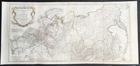 1762 D Anville Very Large Antique Map of Russia, Siberia, Mongolia, China, Japan