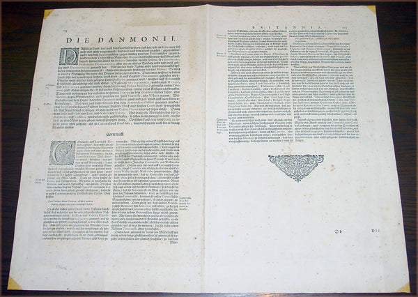 1637 Joan Blaeu Antique Map The English County of Cornwall