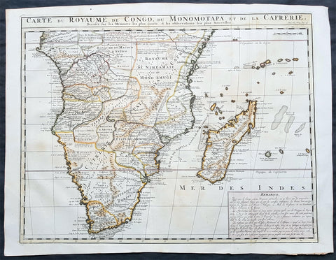 1719 Chatelain Original Antique Map of Southern Africa & Madagascar