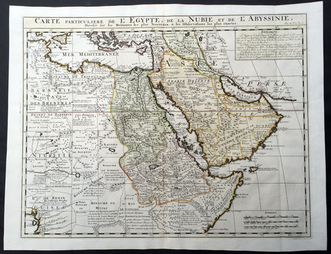 1719 Chatelain Large Old, Antique Map of Saudi Arabia, Egypt, The Horn of Africa