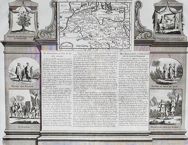 1719 Chatelain Large Antique Map of Barbary Coast, North Africa Morocco to Libya