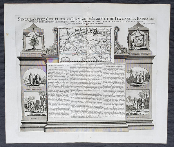 1719 Chatelain Large Antique Map of Barbary Coast, North Africa Morocco to Libya