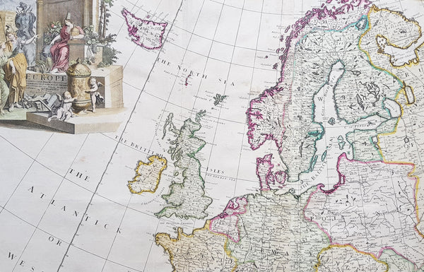 1712 John Senex Large Antique Map of Europe - Iceland, Poland, Russia, Italy