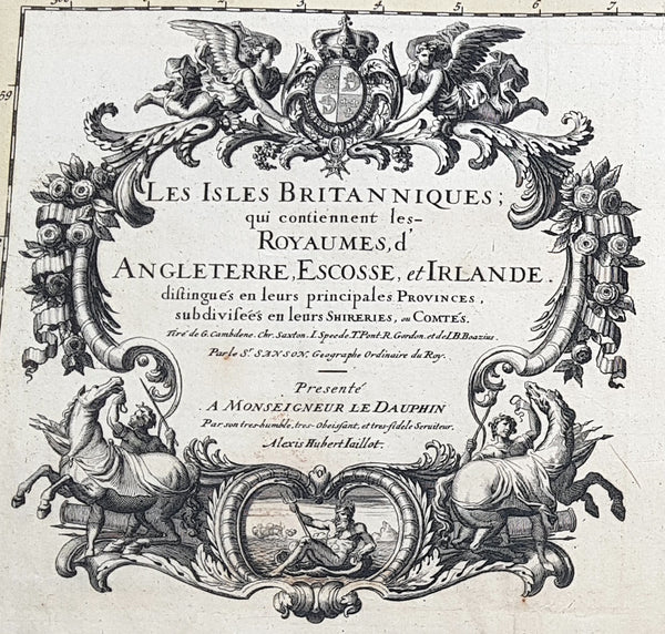 1692 Alexis Jaillot Large Antique Map of Great Britain & Ireland