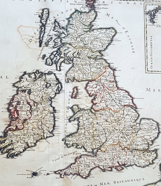 1692 Alexis Jaillot Large Antique Map of Great Britain & Ireland