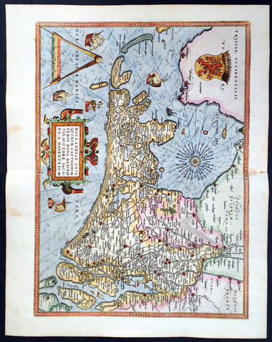 1579 Abraham Ortelius Antique Map of Holland - Hollandia Antiquorum Catthorum