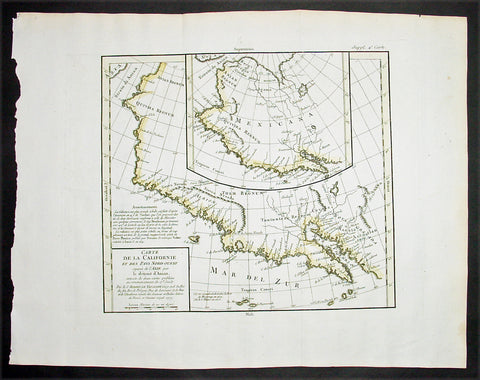 1772 De Vaugondy Visscher Large Antique Map of California & SW America