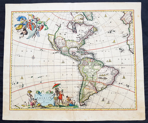 1658 Visscher Large Antique Map of America