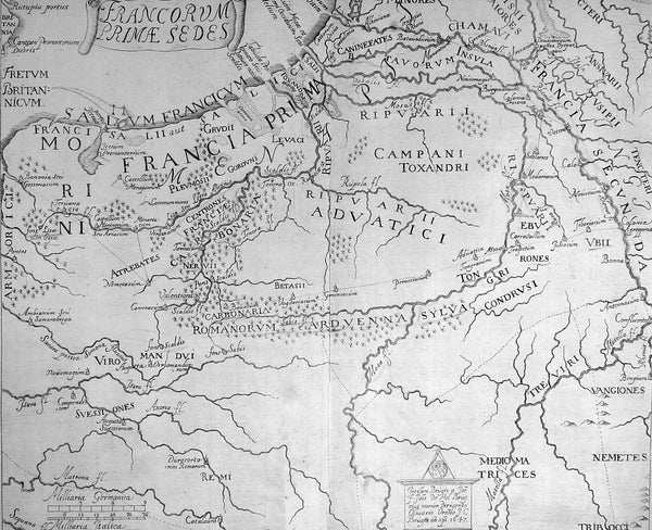 1647 Olivarius Vredius Antique Map of Roman Europe Flanders, Germany, France