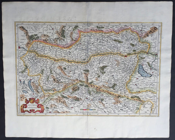 1609 Mercator & Hondius Large Antique Map of Austria