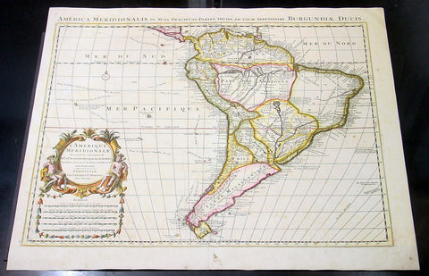 1730 Delisle Large Antique Map of South America