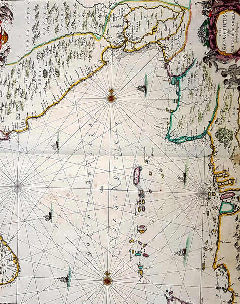 1650 Jan Jansson Large Rare Antique Map of India and The Bay of Bengal